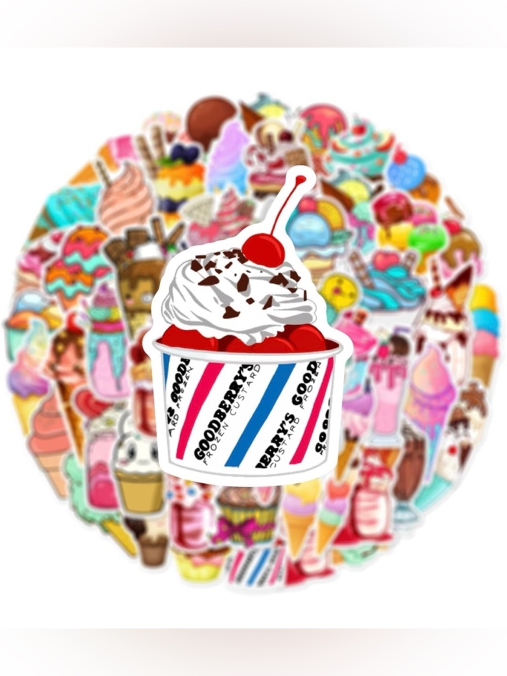 Kawaii Ice Cream & Sweet Treat Vinyl Sticker Bundle | 2 Sets of 20 Waterproof - Picture 7 of 9